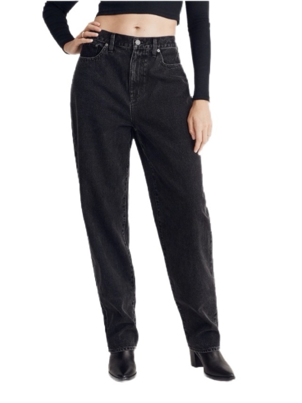 Madewell Black Baggy Straight-Leg Jeans Size 27